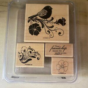 Stampin Up Wings of Friendship 4 rubber stamps bird flower flourish gratitude